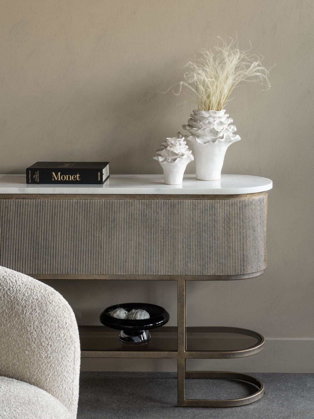 Layered Petals Ceramic Off White Vase Small